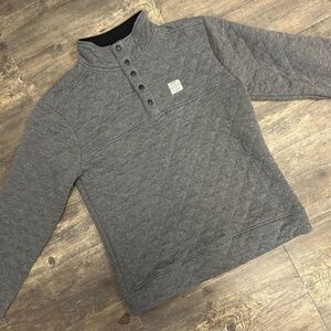 Dixie Reserve Quilted 3/4 Snap Pullover Long Sleeve Men Size Small‎ Gray